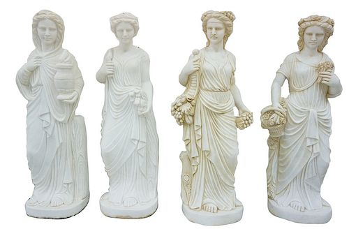 20th century four seasons marble sculptures