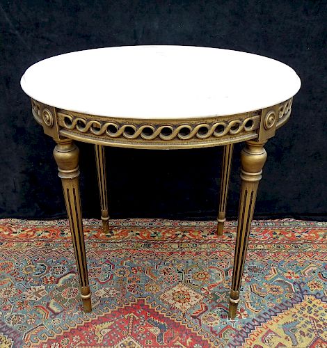 LOUIS XV STYLE GILT MARBLE TOP CENTER TABLE