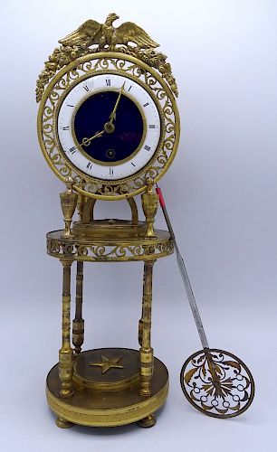 FRENCH BRONZE CLOCK WITH PORCELAIN DIAL 