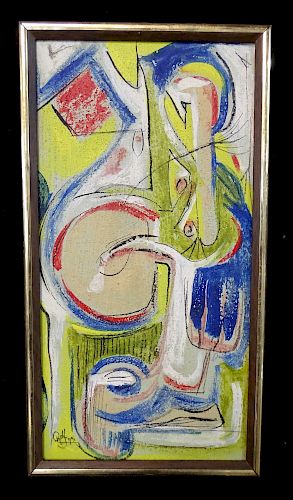 ROLF (?) SGN. OIL ON CANVAS MID CENTURY ABSTRACT 