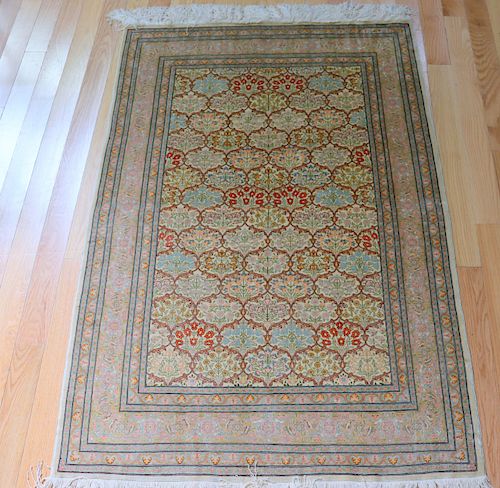 Vintage And Fine Quality Silk Carpet.