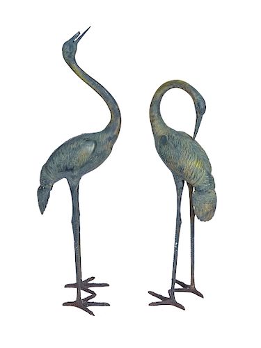 A Pair of Bronze Cranes After Pierre Jules Mene
Height of taller 60 inches.