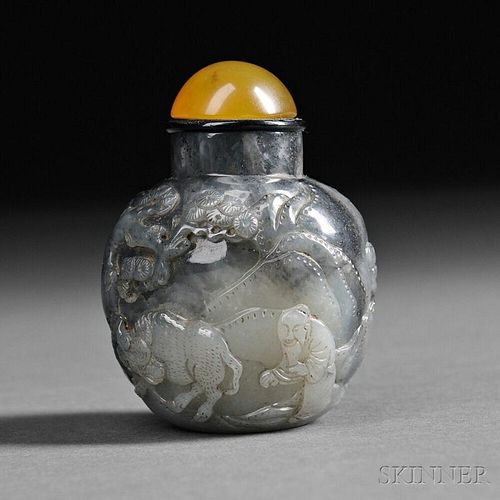 Jade Snuff Bottle with Laozi