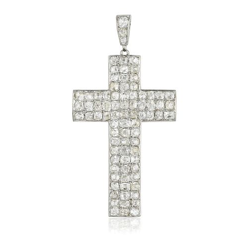 Edwardian Diamond Cross Pendant, French