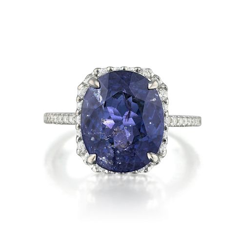 A 8.53-Carat Unheated Color Change Sapphire and Diamond Ring