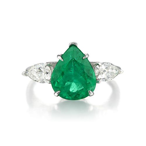 A 2.97-Carat Emerald and Diamond Ring