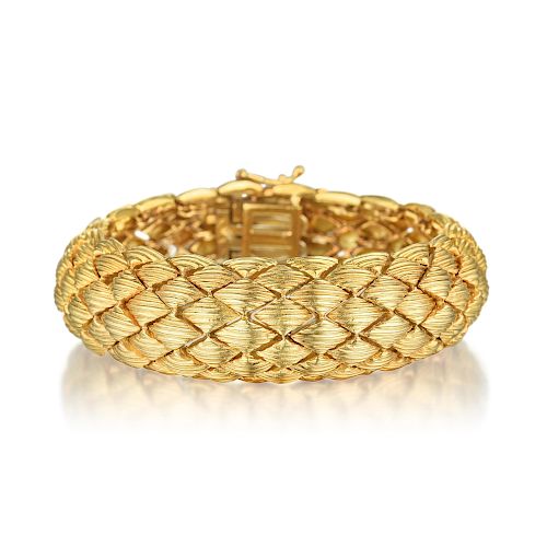 A Textured Gold Flexible Bracelet