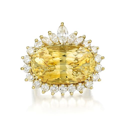 David Stern Yellow Sapphire and Diamond Ring