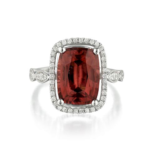 A Rubellite and Diamond Ring