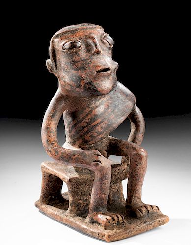 Narino Pottery Seated Coquero / Coca Chewer Figure