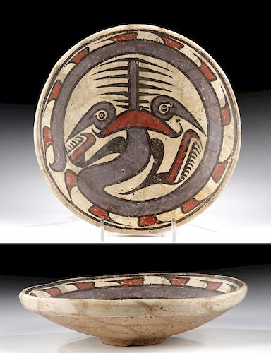 Panama Cocle Polychrome Bowl w/ Janus-Headed Serpent