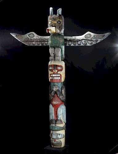 Early 20th C. Pacific Northwest Wood Totem Pole