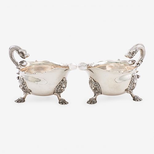 PAIR OF GEORGE V SILVER SAUCE BOATS