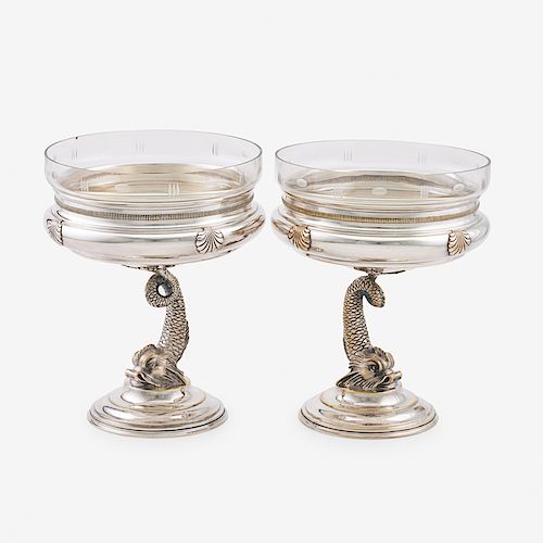 PAIR OF SILVER PLATE COMPOTES