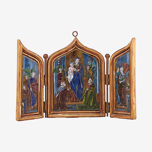 FRENCH ENAMELED COPPER TRIPTYCH