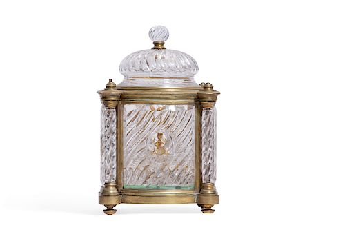 Baccarat gilt bronze mounted clear glass tantalus