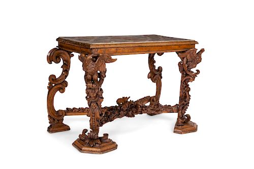 An Italian Baroque style walnut side table