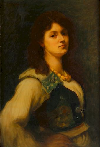 French School , oil, Portrait of a young woman 