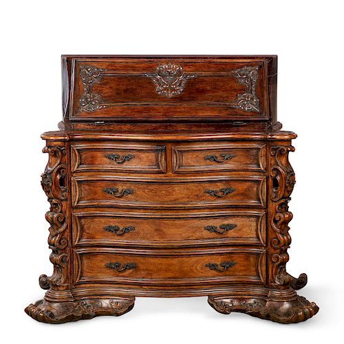 A Portuguese Rococo style exotic hardwood  desk