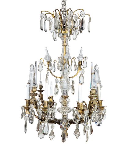 A Louis XV style gilt bronze chandelier