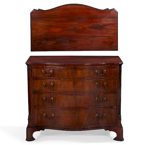 Fine George III exotic hardwood serpentine chest