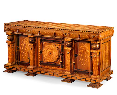 Dutch Neoclassical marquetry, parquetry sideboard