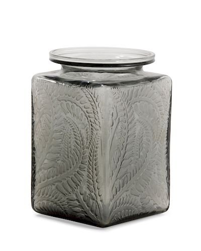 A Rene Lalique smoky topaz glass vase: Myrrhis