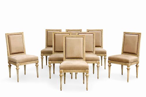 Set of eight Gustavian Neoclassical  side chairs