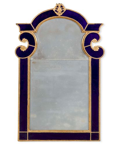 A Baltic Neoclassical blue glass mirror