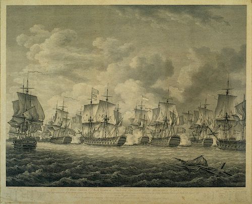 1781 NAVAL BATTLE OF DOGGER BANK 

[inscribed in legend below scene] “To HYDE PARKER Esqr. VICE ADMIRAL of the BLUE SQUADRON of HIS ...