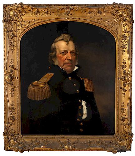 (A WAR OF 1812 KNICKERBOCKER HERO) 
L. TRONDLE (c.1790-1860?) 
Major General Garrit Hopper Striker, c. 1850 
Oil on canvas, 31 x 25 ...