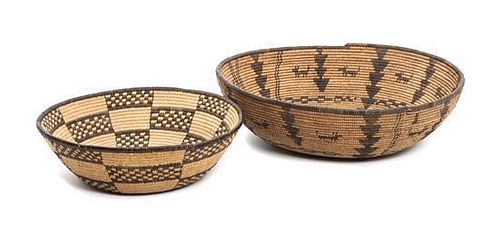 Two Western Apache Baskets Height of first 3 x diameter 10 inches.