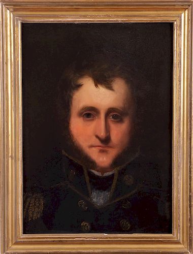 WILLIAM JAMES HUBARD (1807-1862) 
Lieutenant William Hindman Campbell of the United States Navy 
oil on mahogany panel (an early 19t...