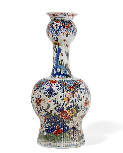 A Delft polychrome decorated vase