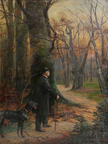 Carl Rohling, oil,  Bismark with his mastiff