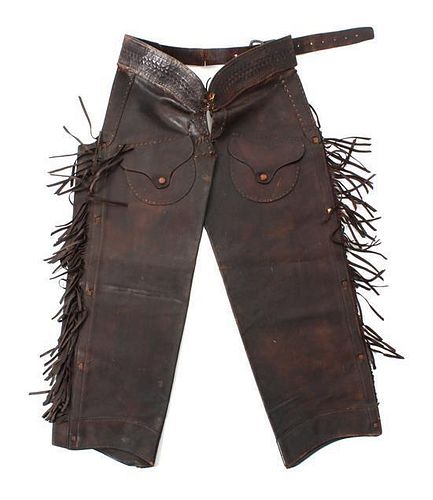 A Pair of Leather Shotgun Chaps Length 40 inches.