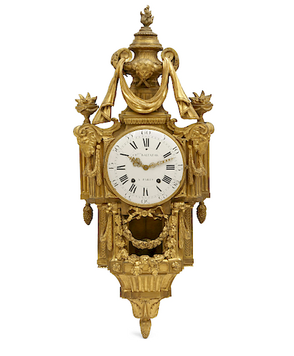 A Louis XVI gilt bronze cartel clock, Ch Baltazar