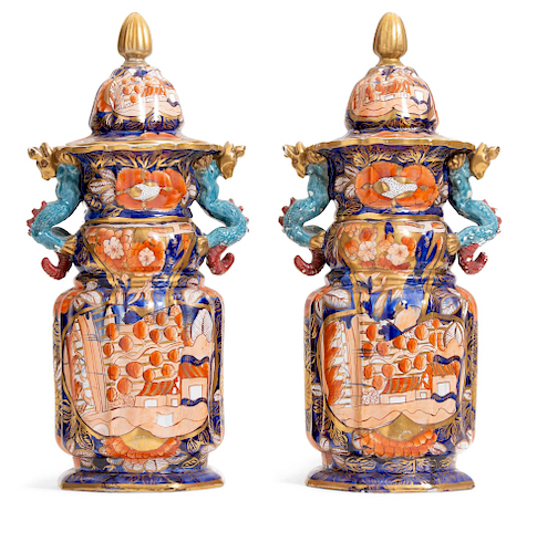 A pair of Mason s ironstone covered vases