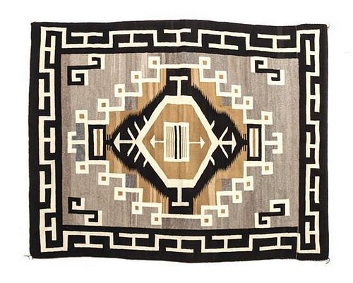 A Navajo Two Grey Hills Rug 54 x 44 inches.