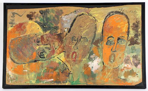 Purvis Young (1943-2010) "Three Faces"