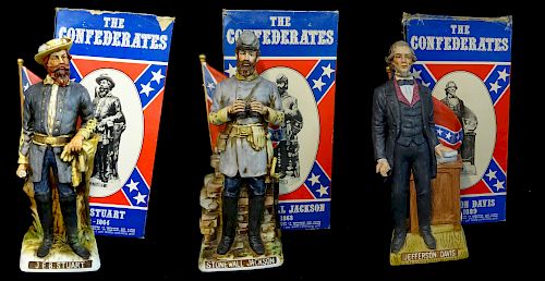 3 BOXED DECANTERS "THE CONFEDERATES"