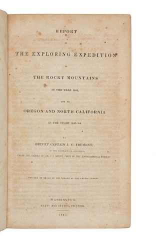 FREMONT, John Charles (1813-1890). Report of The Exploring Expedition to The Rocky Mountains in the year 1842, and to Oregon and North California in t