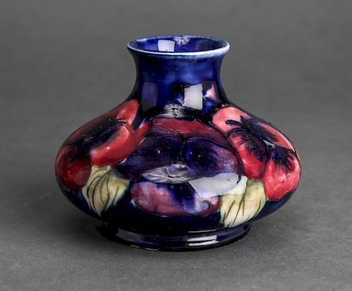 Moorcroft Glazed Ceramic Vase with Pansies