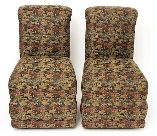 Chinoiserie Style Slipper Chairs with Pagodas, 2