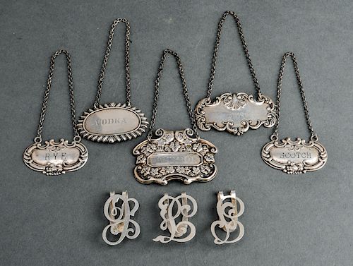 Sterling Silver Liquor Tags & Bookmarks Group 8