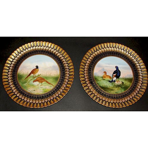 Pr. of Tiffany & Co. Cabinet Plates by C.J. Weaver