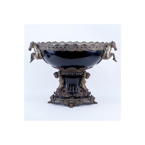 Large Modern Empire Style Bronze Mounted Porcelain