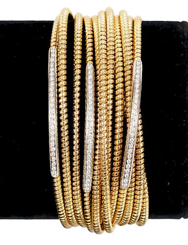 Diamond & 18k 6 Strand Flexible Rope Bracelet
