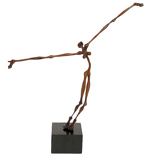 Modernist Bronze Slim Nude Female Figure