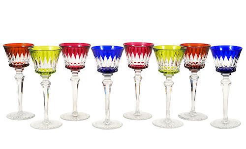 8 Baccarat Cut to Clear Wine Glasses